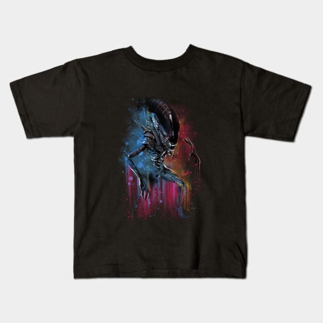 Alien Watercolor Kids T-Shirt by Zascanauta